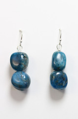 Apatite Blue 10 x 14mm Natural Nugget Gemstone .925 Sterling Silver Earrings
