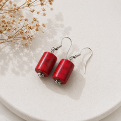 Red Howlite Drop Earrings Handmade Dangle Boho Jewelry Gift