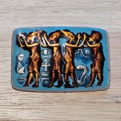 Egyptian Pharaohs & Symbols Ginbari Style Brooch Blue and Gold