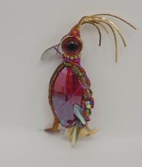 LIZTECH ARTISAN JEWELRY 2008 BIRD OF PARADISE LARGE BROOCH 5″ MOVING PARTS DODO