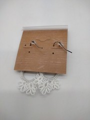 Handmade Tatted Earrings Snow White Fishhook Back Crochet Floral 2 in Set