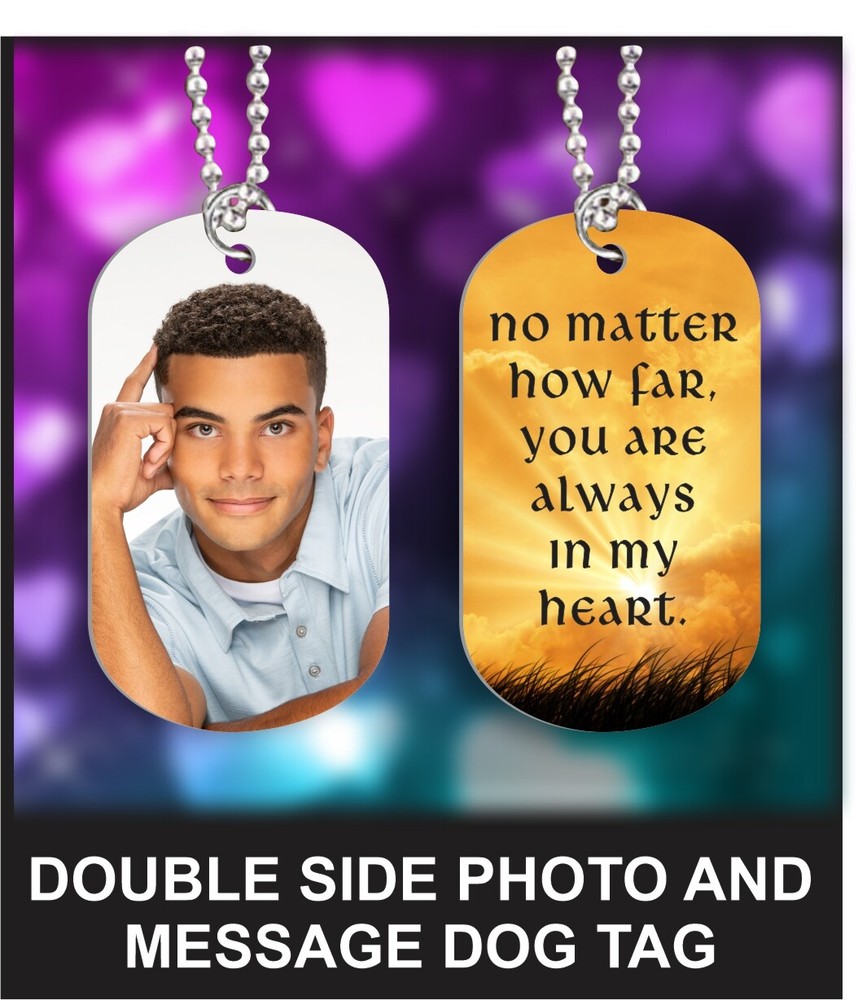 Personalized Double Side Photo Dog Tag Necklace Keychain