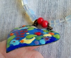 Heart Pendant Necklace Valentines Enamel Handcrafted Glass Beads Unique