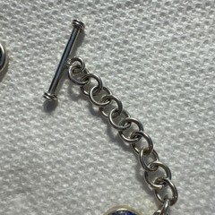 Lapis Lazuli Bezel Set STERLING SILVER TOGGLE BRACELET-adjust to 8” Beautiful