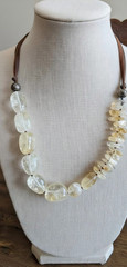 CITRINE GEMSTONE NECKLACE LEATHER CORD