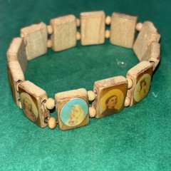 Christian Religious Bracelet Jesus Saints Art Scrabble Stretch Reversible