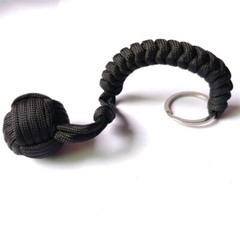 Keychain Strength Paracord Black Monkey Fist Hiking With Steel Outdoor Ball