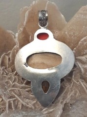 Artisan 925 Silver Jasper Gemstone Yellow Glass Pendant