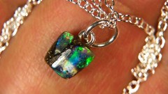 QLD BOULDER OPAL SMALL NECKLACE CHARM 925 STERLING SILVER PENDANT OCA18252