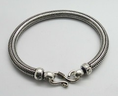 1 Piece Silver Bracelets Chain 6mm Round Bali Silver Snake Chain 19 cm Long