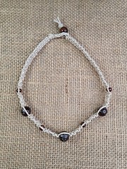 Beaded Hemp Choker Necklace 13.5 in Handmade, Unisex, Ready to Ship