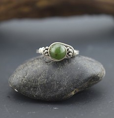 Nephrite Jade Bali Silver Wire Wrap Ring – ANY SIZE