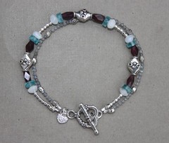 Labradorite Garnet Apatite Moonstone Silver Pewter Gem Mix Bracelet Handmade