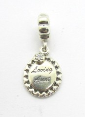 925 STERLING SILVER LOVING AUNT DISC DANGLE PANDORA CHARM 791277CZ ~ 3.9 G