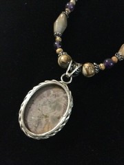 Sterling Silver Dendritic Agate Pendant Amethyst Jasper Artisan Necklace 925