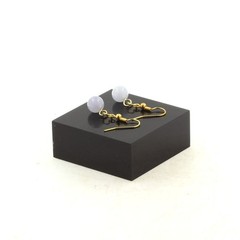 Earrings 1 Blue Chalcedony Pearl 8 Mm In Gold Plated Stainless Steel