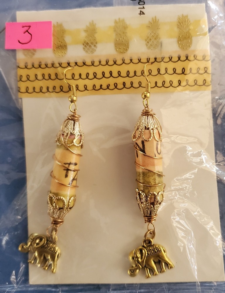 Earrings Pierced Dangle Handmade ‘Paper Beads’ Approx 3-4 Inches