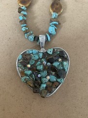 Gemstone and ceramic bead heart necklace