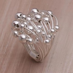 Artisan Handmade .925 Sterling Silver Cocktail Ring Stellar Orbs 8.0 Bali New
