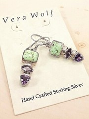 New Sterling Silver Womens Earrings Gaspiete Amethyst Designer Vera Wolf