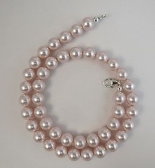 10mm Pink Pearl Necklace W/ Swarovski Crystal elements 14,16,18,20,22,24,30 inch