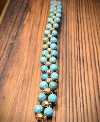 The Frontier’s Genuine Faceted Turquoise In Handwoven Antique Copper Bracelet