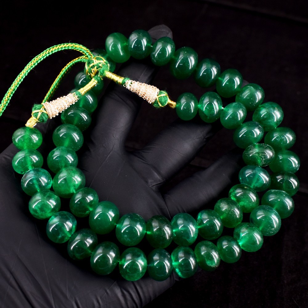 800.00 Cts Wonderful Green Emerald Exclusive Beaded Necklace Jewelry VK 30 E702