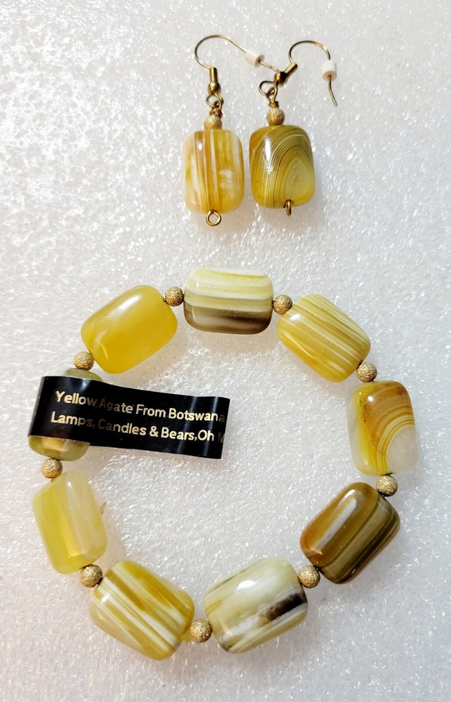 Handmade Yellow Agate Fr. Botswana/14-20 Gold Filled Stardust Beads Stretch…