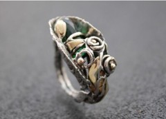 Ring Sterling Silver 14K. Gold Bicolor Ametrine Exclusive Ring Style Sensation