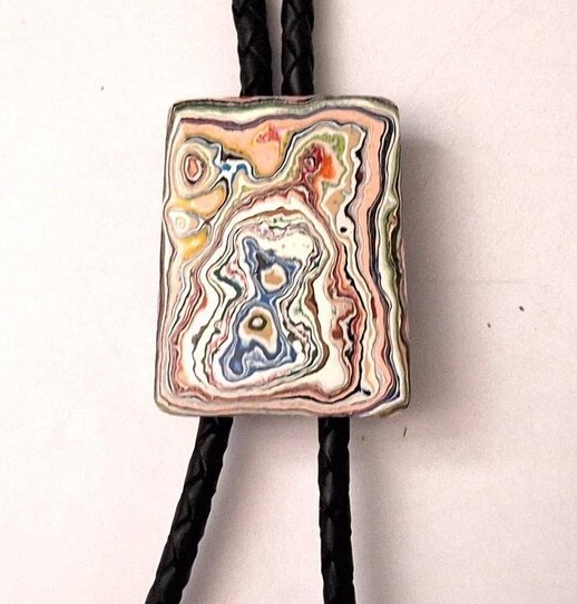 Georgous Cadillac Ranch Fordite Detroit Agate Cabochon Bolo Tie #169