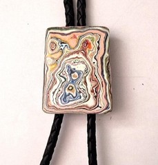 Georgous Cadillac Ranch Fordite Detroit Agate Cabochon Bolo Tie #169