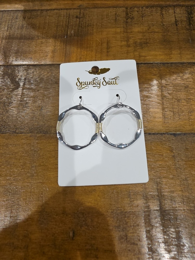 HANDMADE Spunky Soul Silver with Gold Wire Dangle Earrings