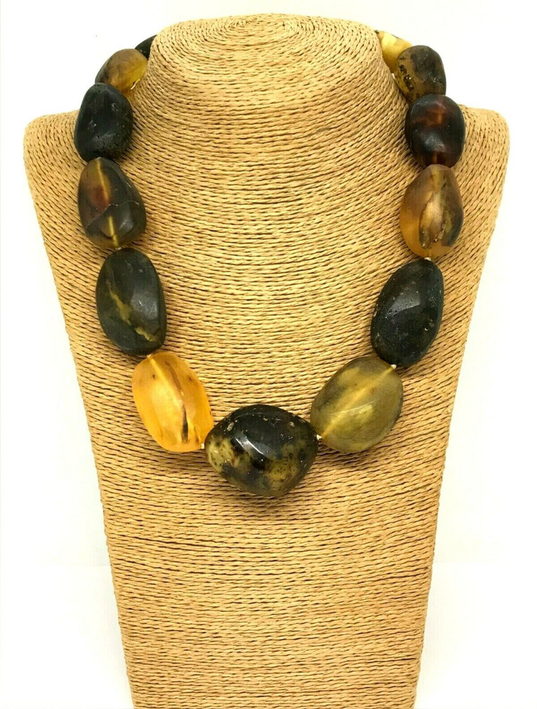 Massive AMBER NECKLACE Gift Baltic Amber Untreated Healing Unpolished 131g 17932