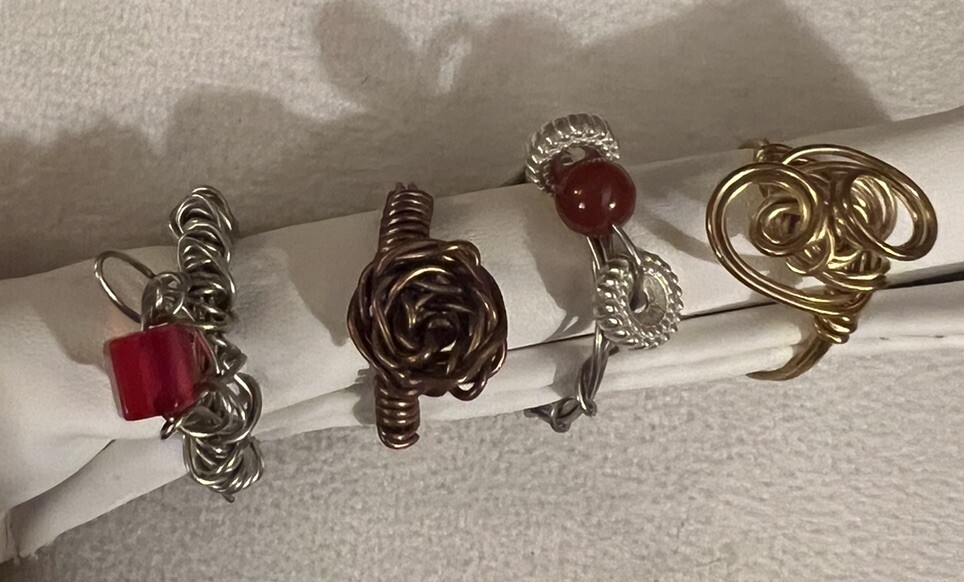 Lot Of 4 Mix Handmade Wire Rings