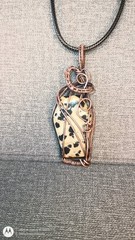 Wire Wrapped Necklace Dalmation Jasper Coffin Handmade Pendant