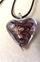 42~52mm long Lampwork heart pendant necklace