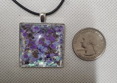 Unique OOAK Statement Art Under Glass Pendant Necklace On Cord. Handmade.