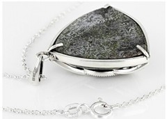 Irish Trinity Knot Connemara Marble Sterling Silver Pendant w 18″ Chain 12.5 gms