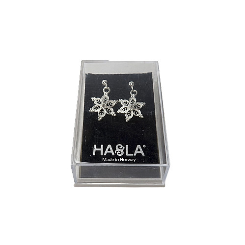 HASLA Norway 925 Sterling Silver Filigree Snowflake Dangle Drop Earrings New