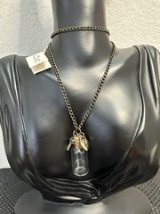 Monarch Inspirations Charm Necklace Glass Bottle Pendant Heart Key Bronze