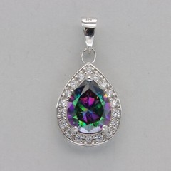 Teardrop Multi-Color MYSTIC TOPAZ Drop Pendant 925 STERLING SILVER Rainbow #102e