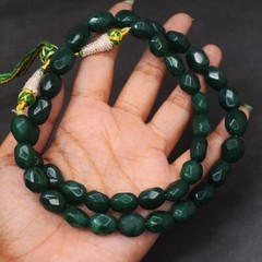 395 Cts Green Emerald Faceted Beaded Single Strand Womens Necklace AK 25 E533