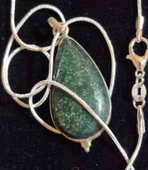 925 Sterling Silver Green Aventurine Teardrop Pendant Necklace 18″ Snake Chain