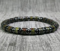 Bohemia Style Handmade Natural Dragon Bloodstone Jasper 6mm Gemstone Bracelet