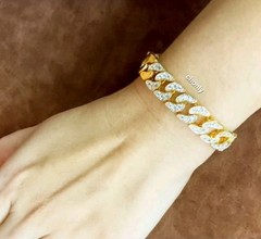 CZ Bracelet 22k 24K Thai Baht White Gold Plated Bangle Women Jewelry 17-18cm.
