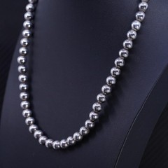 19” 8mm, vintage sterling silver 925 8mm bead handmade necklace