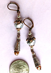 SILVER COPPER Crystal dangle earring COPPER & SP LEVERBACK handcrafted #X7A