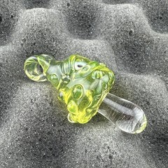 Handblown Uranium Glass Art Mushroom Eyeball Pendant UV Reactive Colors Boro UG