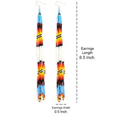 HANDMADE BEADED TURQUOISE BLUE EXTRA LONG EARRINGS E61/25