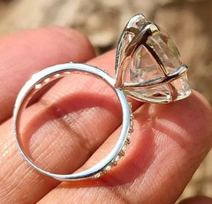 HUGE 32 Ct Treated White Diamond Solitaire Ring, Great Luster FREE Diamond Studs